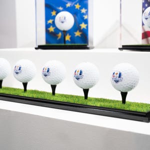 5 Golf Ball Display Stand with Premium Turf – Hole in One, Eagle, Golf Round Keepsake, Club Gift, Personalised Golf Gift Idea