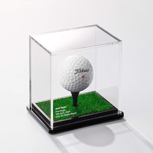 Premium Golf Ball Display Case with Premium Turf Base | Hole in One | Longest Drive | Closest to Pin | Handcrafted | Personalized | Engraved