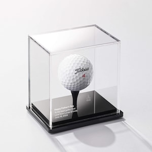 Premium Golf Ball Display Case High Gloss Black Base | Hole in One | Longest Drive | Closest to Pin | Handcrafted | Personalized | Engraved