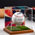 Customisable Baseball Display Case – Solid Wood or Turf Base, Engravable Home Run or No‑Hitter Keepsake