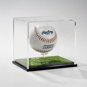 Baseball Display Case | Home Run Ball Display | No-Hitter Keepsake | Turf or Wood Base | Engraved Gift for Baseball Fans | Signed Ball Stand