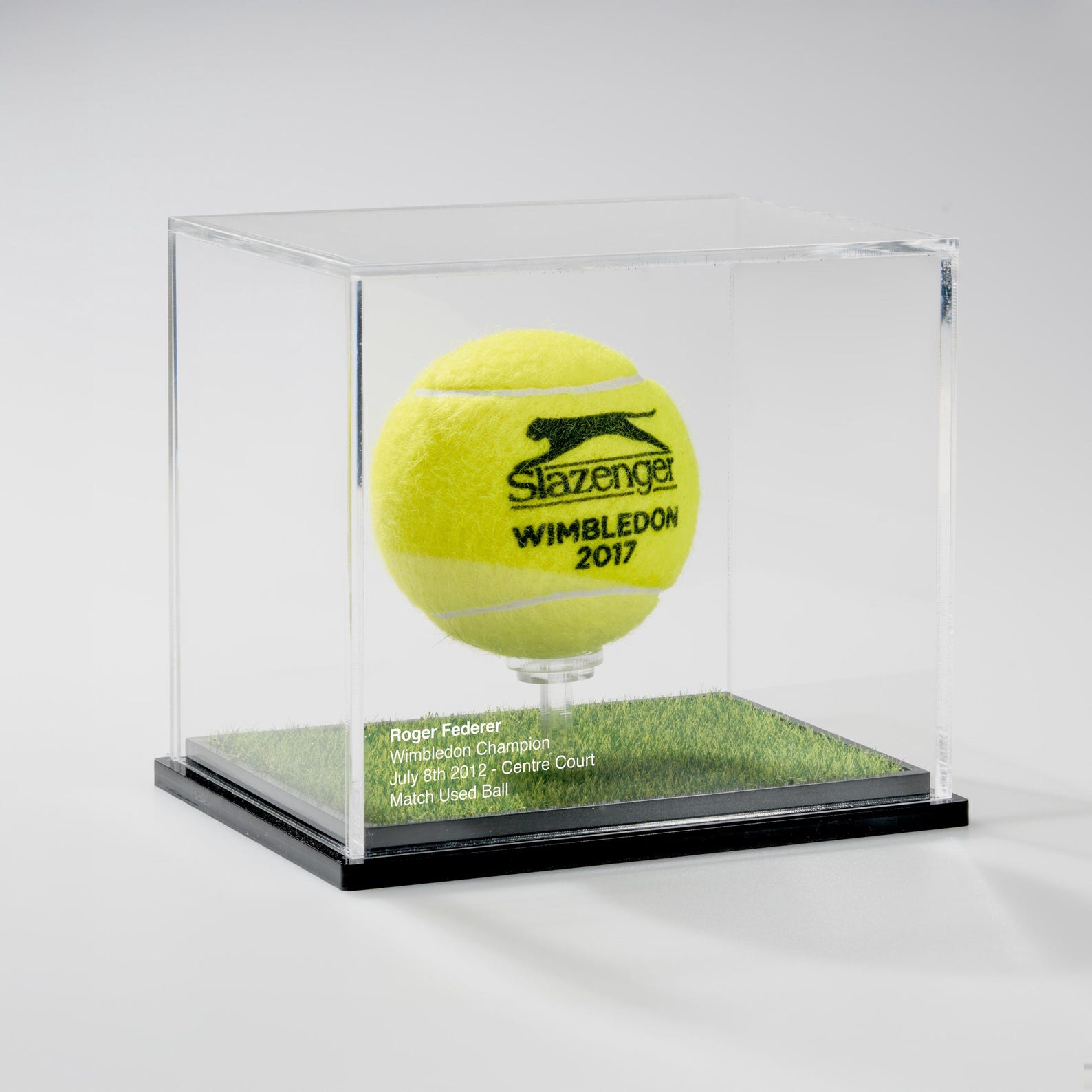 Customisable Tennis Ball Display Case – Turf or Solid Wood Base ...