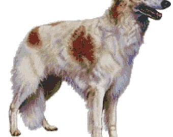 Borzoi hond geteld kruissteekpatroon