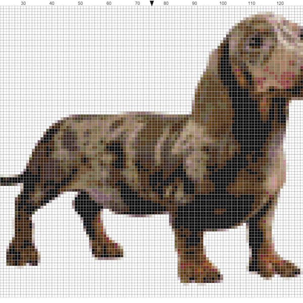 Dapple Dachshund Dog Counted Cross Stitch Pattern