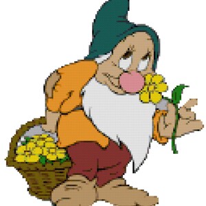 Snow White Bashful Dwarf Counted Cross Stitch Pattern