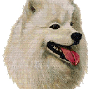 Samoyed Portrait Dog Counted Cross Stitch Pattern