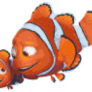 Nemo and Marlin Finding Dory Counted Cross Stitch Pattern