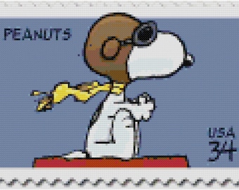 Peanuts Snoopy Flying Ace USPS Briefmarke Kreuzstichmuster