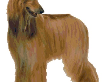 Brown Afghan Hound Dog Counted Cross Stitch Pattern