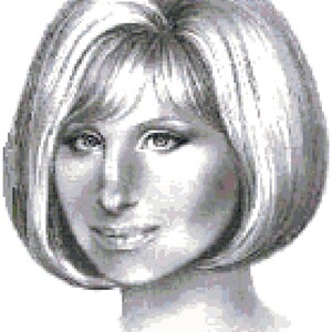 Barbra Streisand Portrait Counted Cross Stitch Pattern