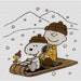 Peanuts Snoopy & Charlie Brown Sledding Counted Cross Stitch Pattern