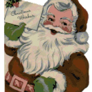 Vintage Christmas Wishes Santa Counted Cross Stitch Pattern