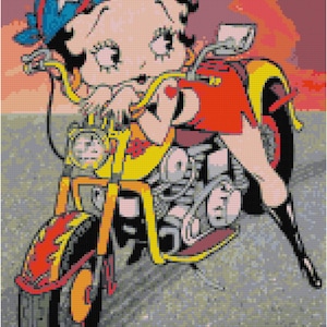 Betty Boop Biker Betty Counted Cross Stitch Pattern