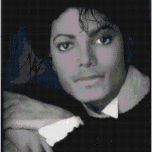 Michael Jackson Black and White Portrait Counted Cross Stitch Pattern