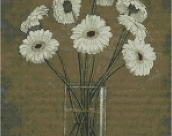 Gänseblümchen in Vase Blumen Kreuzstichmuster