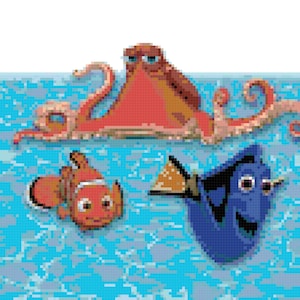 Hank, Nemo and Dory Finding Dory Counted Cross Stitch Pattern