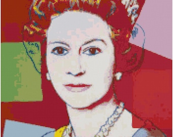 Andy Warhol Queen Elizabeth Counted Cross Stitch Pattern