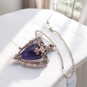 Amethyst Divination Tool - Handcrafted Natural Stone Pendulum