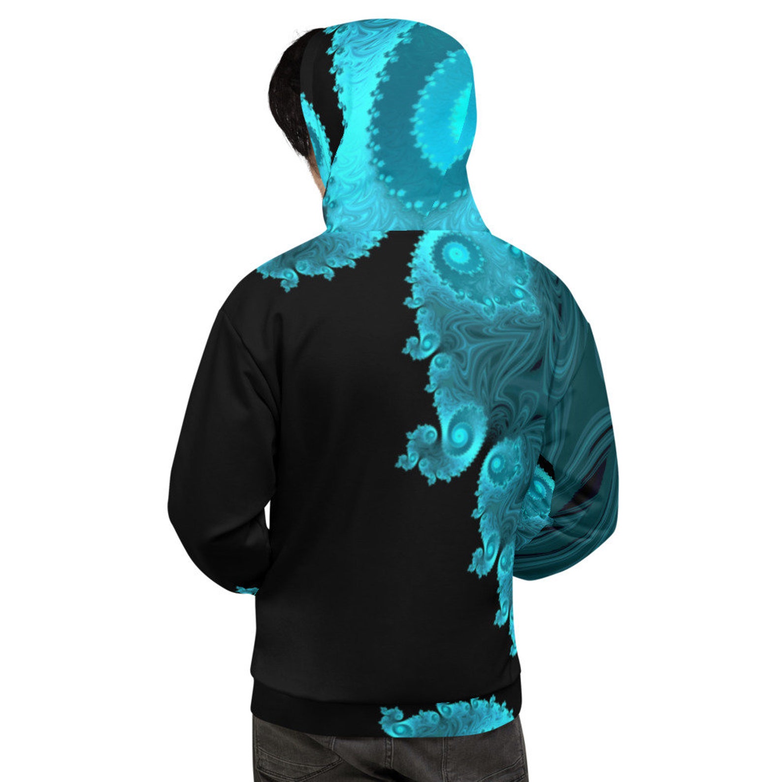 Black and Blue Hoodie Geometric Hoodie for Men and Women Etsy