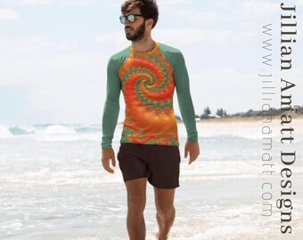 Herren Feuer Spirale Rash Guard | UPF 50+ Langarm-Wasserhemd