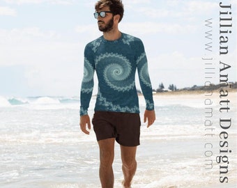 Men's Rash Guard | Pacific Ocean Blue | Geometric Design