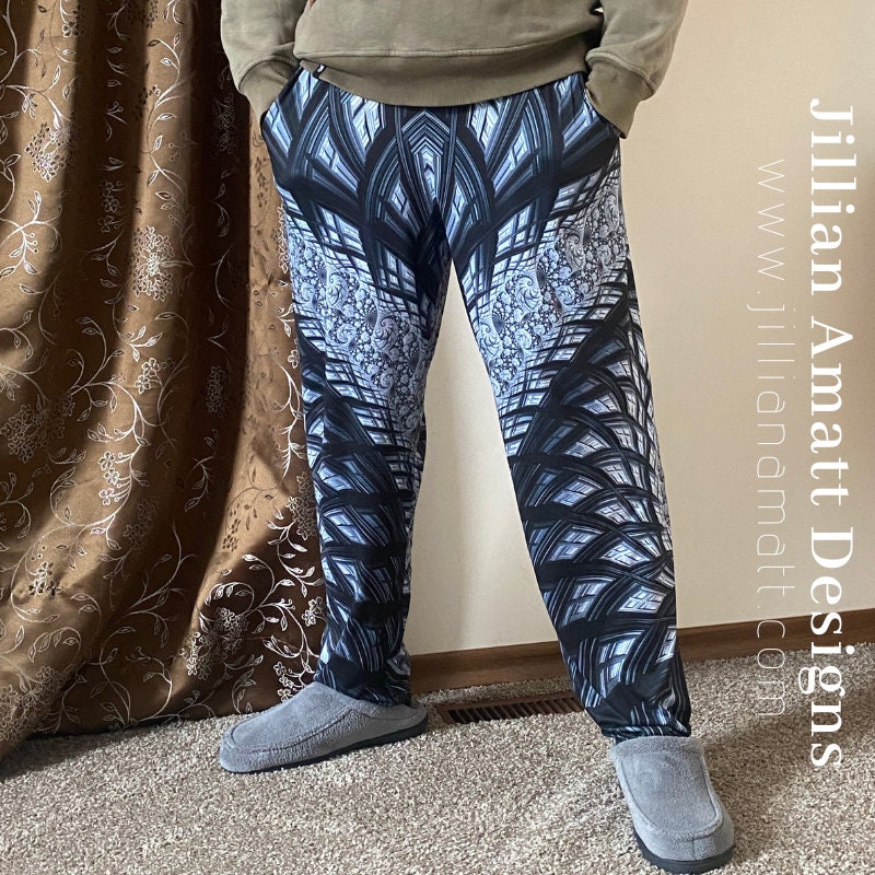 Pantaloni da salotto unisex / Nero Bianco Grigio / Pantaloni da yoga elasticizzati morbidi / Pantaloni sportivi geometrici / Pantaloni in tessuto jersey color pesca con tasche