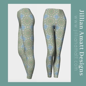 Leggings de mandala pastel / Mallas de baile o yoga con estampado geométrico en azul claro y rosa