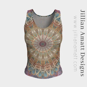 Women&#39;s Tank Top Pastel Multicolour Mandala Tank Top Bohemian Yoga or Dance Fashion Short or Long Versions