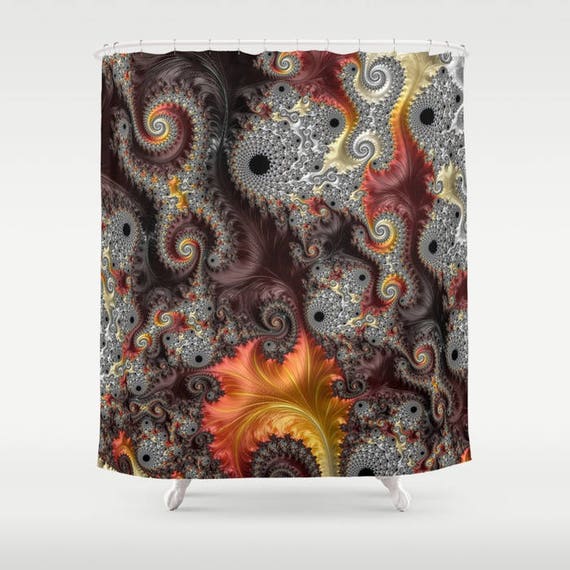 Brown Orange Yellow Geometric Shower Curtain Elegant Bohemian Etsy