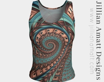 Women's Fitted Tank Top | Copper and Teal | Lightweight and Soft | Wide straps | Peachskin Jersey | Long or Short Versions | 5 Sizes