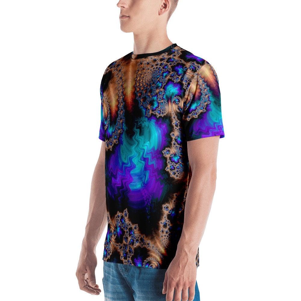 Purple and Blue T-shirt Men's Trippy Geometric Fractal - Etsy Sweden