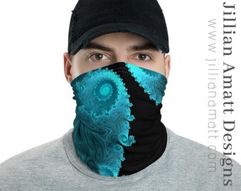 Neck Gaiter for Men & women, Blue and Black Geometric Pattern Neck Warmer, Face Mask or Headband