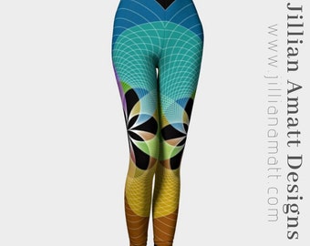 Leggings! Rainbow Mandala Leggings, Geometric Pattern Women's Yoga Leggings, Dance Tights or Activewear