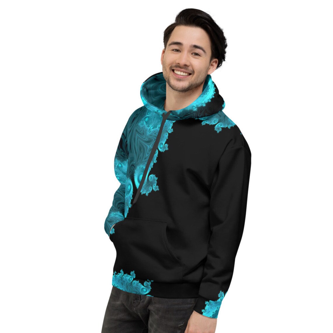 Black and Blue Hoodie Geometric Hoodie for Men and Women Etsy