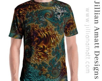 T-Shirt uomo verde giallo giallo frattale frattale uomo T-Shirt Sacra Geometria Festival Trippy Psy Psichedelico Danza Rave Stile Abbigliamento
