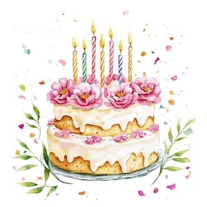 Pastel de cumpleaños Clavel Clipart Mes de nacimiento Flor PNG para enero Invitación Gracias Descarga digital instantánea Diario basura