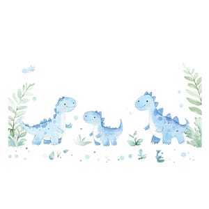 Baby Boy Einladung Clipart Dinosaurier Border Baby Shower Geburtstag Aquarell Rahmen PNG Blau Digital Download Junk Journal