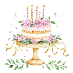 Pastel de cumpleaños Clavel Clipart Mes de nacimiento Flor PNG para enero Invitación Gracias Descarga digital instantánea Diario basura
