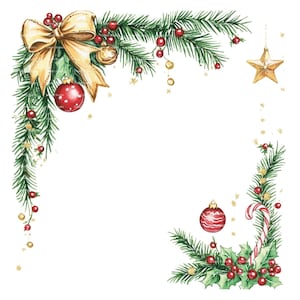 Kerst grens clipart winter frame presenteert uitnodiging bedankkaart afdrukbare aquarel clipart digitale download junk Journal