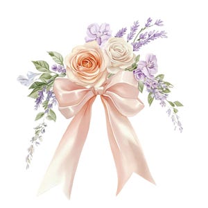 Watercolor Floral Clipart: Pink Coquette Ribbon Bow (Digital Download)