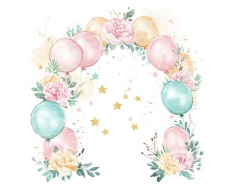 Carnation Birthday Arch Clipart: January Birth Flower (Digital Download)