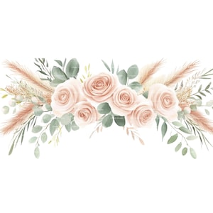 Wedding Border Clipart Pink Roses Eucalyptus Invitation Thank You Card Printable Watercolor Clipart Digital Download Junk Journal