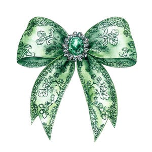 Watercolor Green Bow Clipart: Chinoiserie Floral, St Patricks Day (Digital Download)