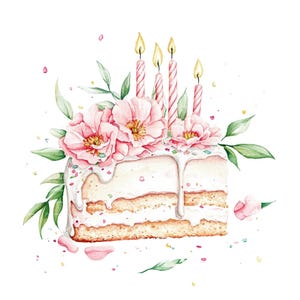 Pastel de cumpleaños Clavel Clipart Mes de nacimiento Flor PNG para enero Invitación Gracias Descarga digital instantánea Diario basura
