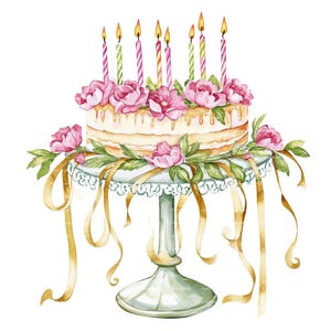 Pastel de cumpleaños Clavel Clipart Mes de nacimiento Flor PNG para enero Invitación Gracias Descarga digital instantánea Diario basura