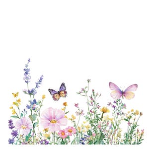 Moldura de borboleta de flores silvestres Clipart de borda PNG para convite Cartão de agradecimento para impressão Clipart de aquarela Download digital Diário de lixo