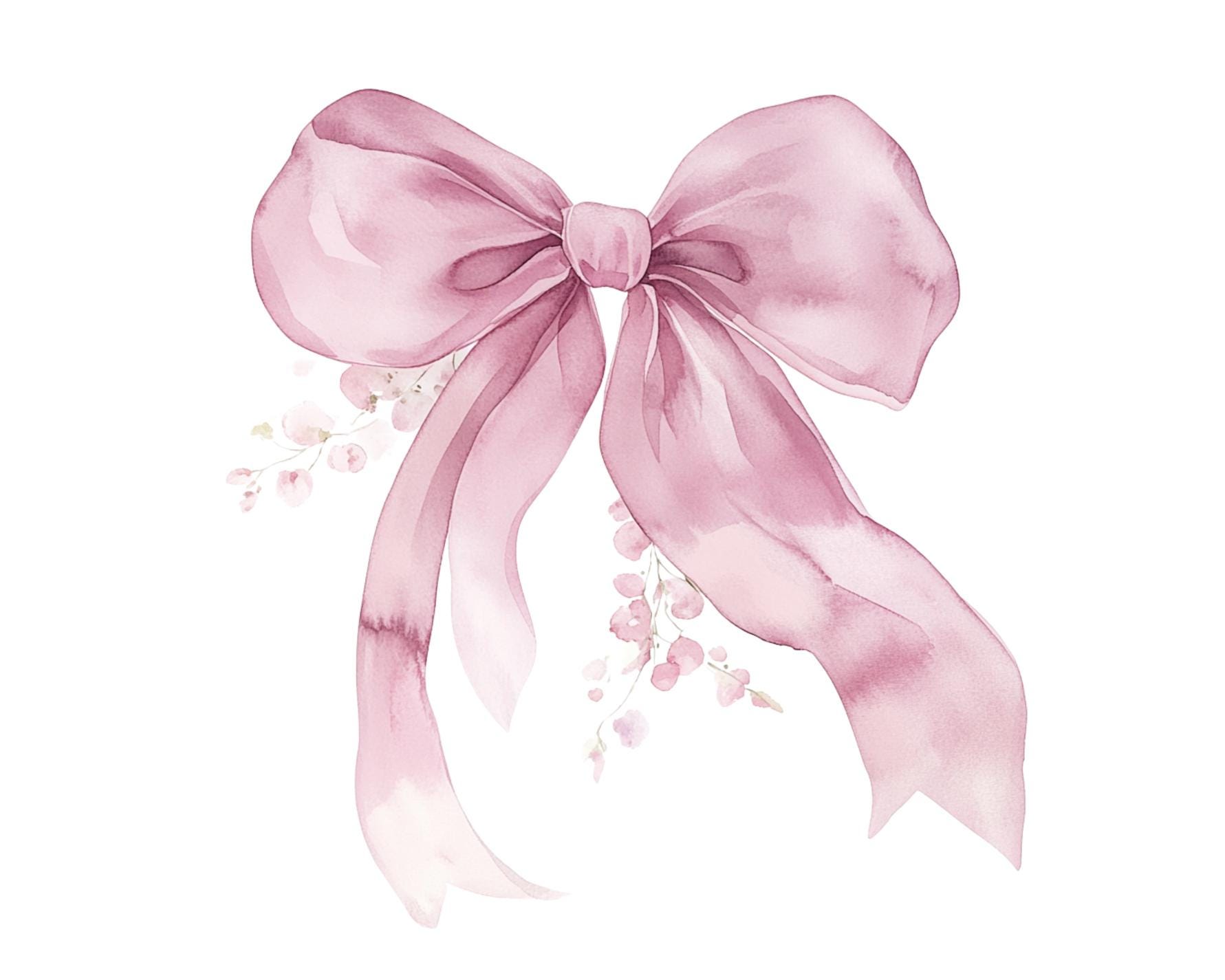 Pink Coquette Ribbon Bow Watercolor Clipart (digital Download) - Etsy