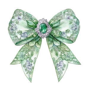 Chinoiserie Bow PNG: St Patricks Day Watercolor Clipart (Digital Download)