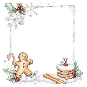 Weihnachten Rahmen Lebkuchen Clipart Winter Rahmen Holly Einladung Dankeskarte Printable Aquarell Clipart Digital Download Junk Journal