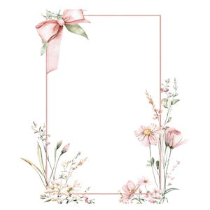 Wildblumen Schmetterling Bogen Rahmen Clipart Rahmen PNG für Einladung Danke Karte Printable Aquarell Clipart Digital Download Junk Journal